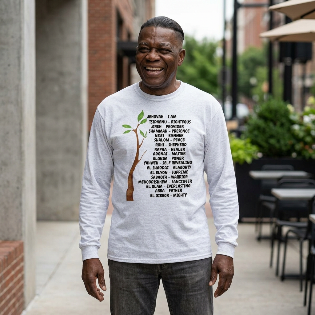 Characteristic Names of God Long Sleeve Tee - Black