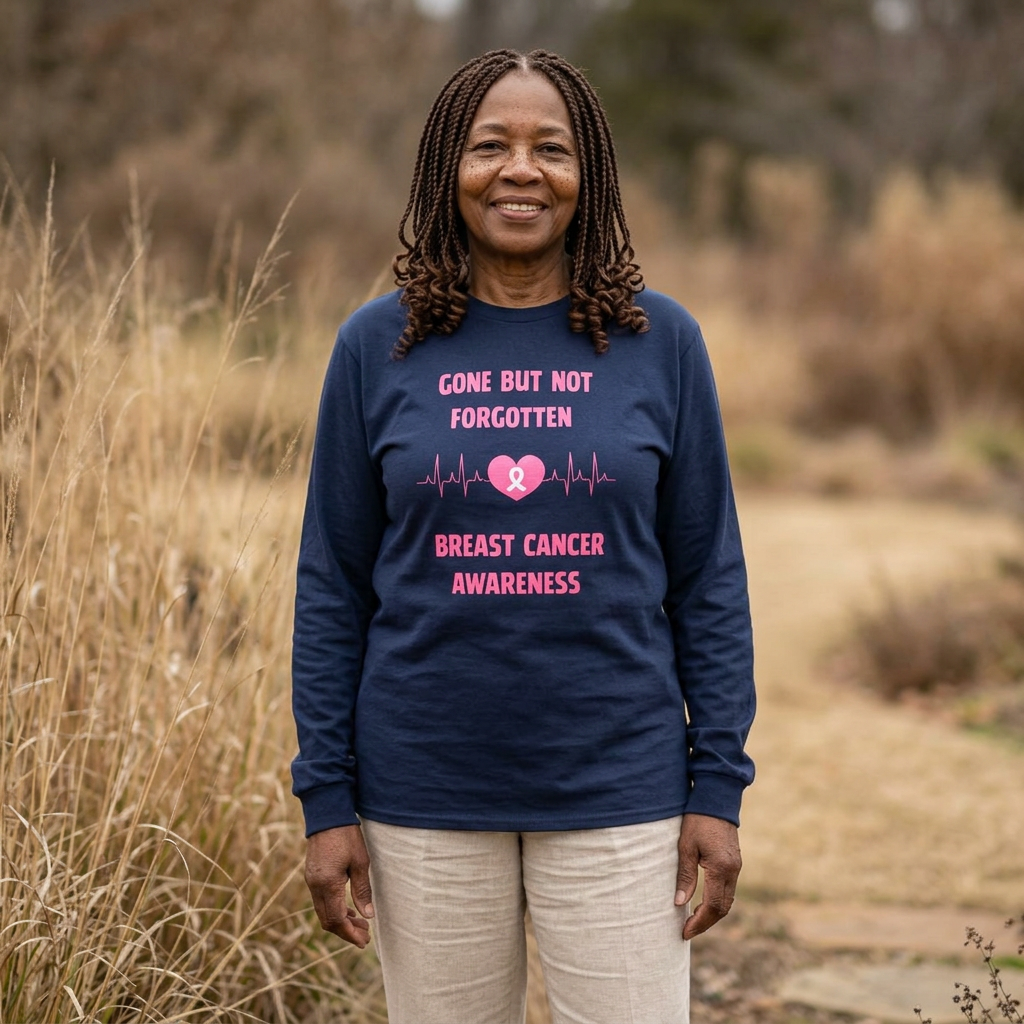 Breast Cancer Awareness Long Sleeve Tee — "Gone But Not Forgotten"