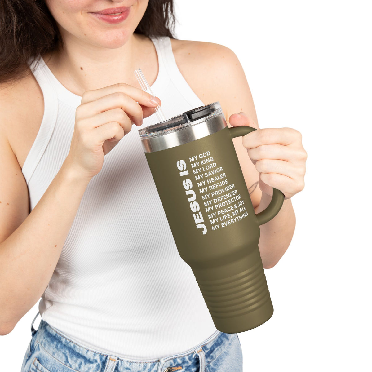 Christian JESUS IS Insulated Travel Mug, 40oz White