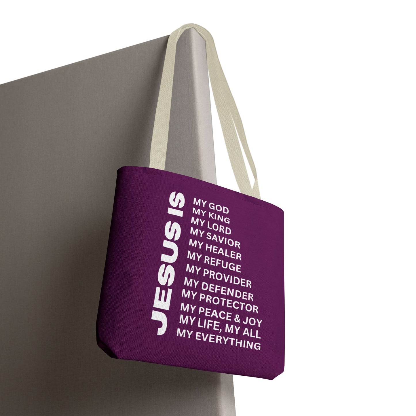 Christian JESUS IS Tote Bag - Purple