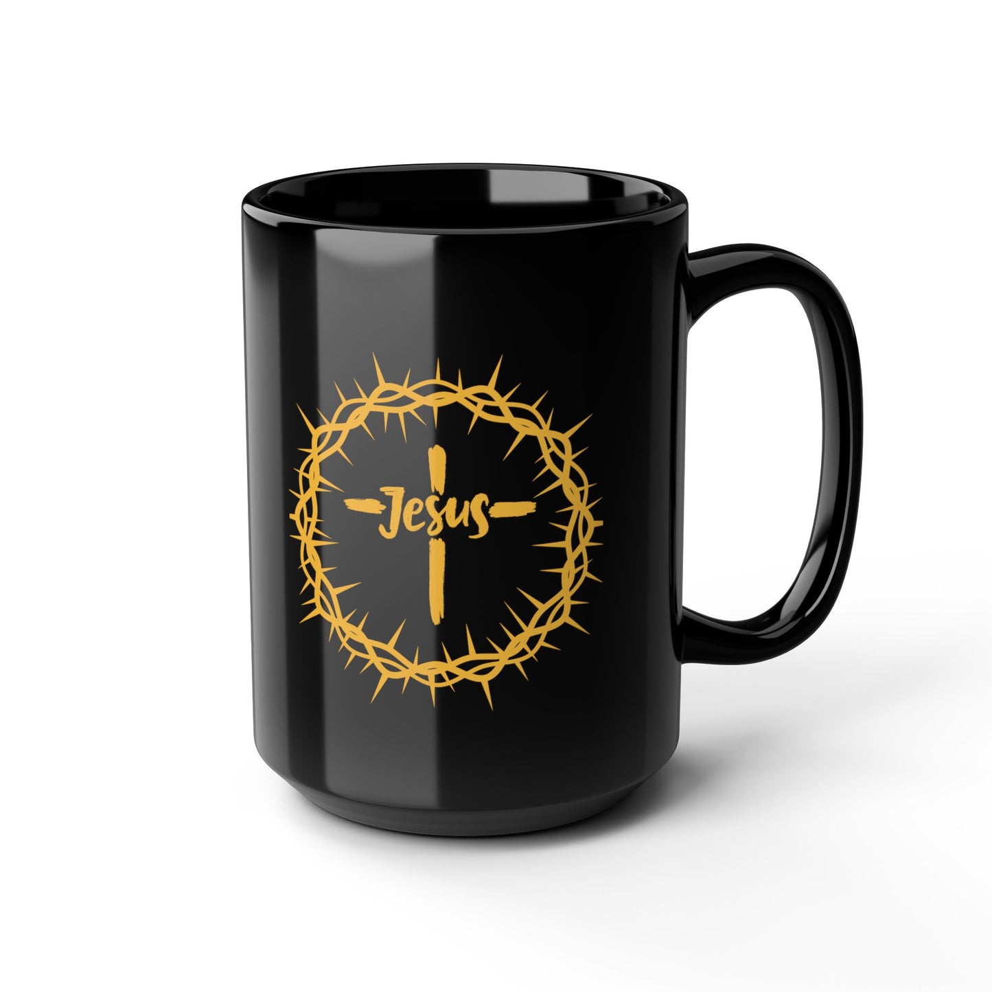 Jesus Crown of Thorns Black Coffee Mug (11oz/15oz)