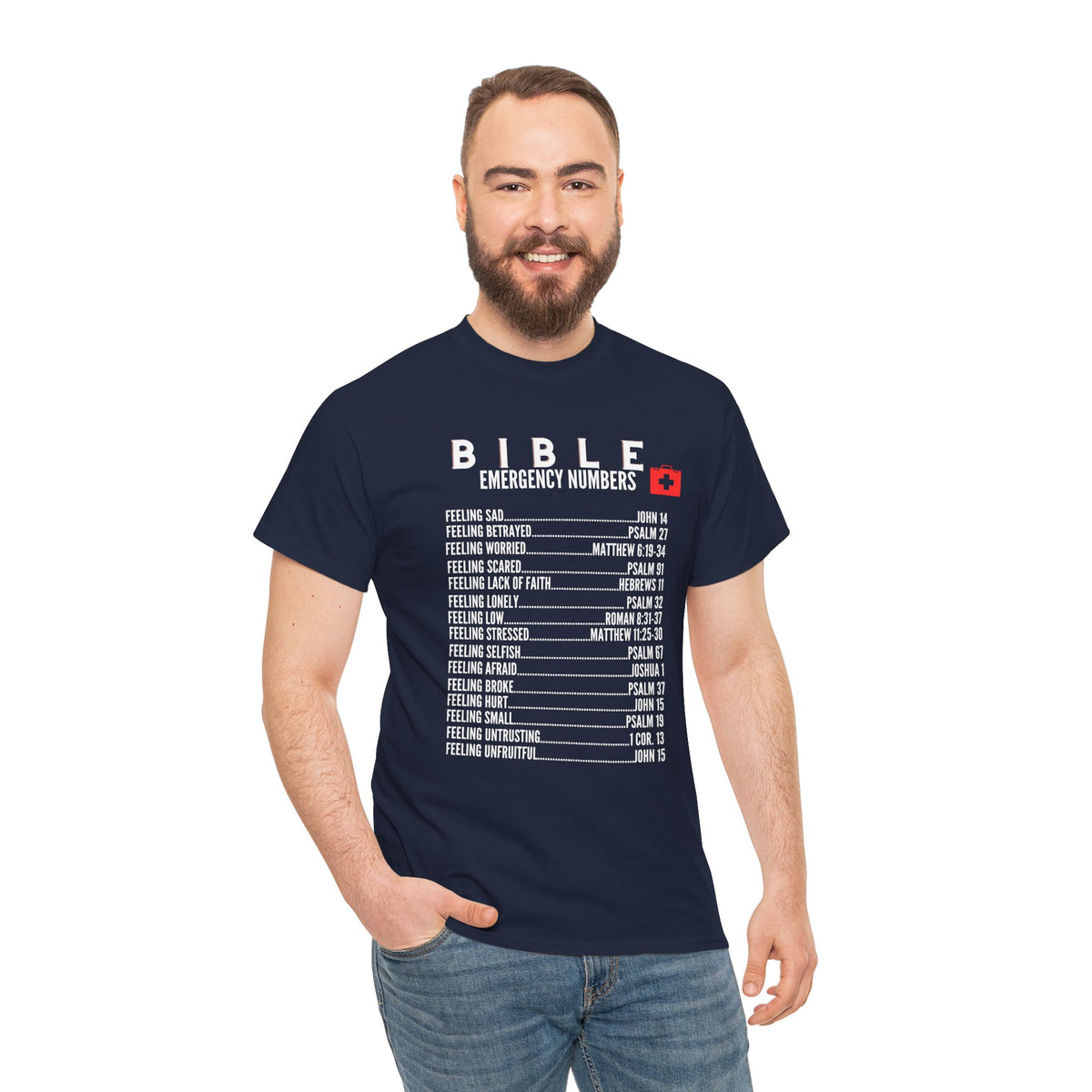 Bible Emergency Numbers Tee - White