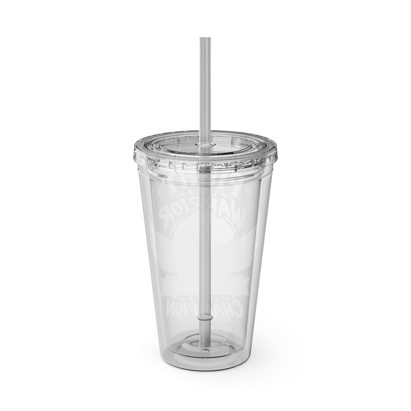 Fight Like a Warrior, Survive Like a Champion Breast Cancer Awareness 16oz Tumbler with Straw