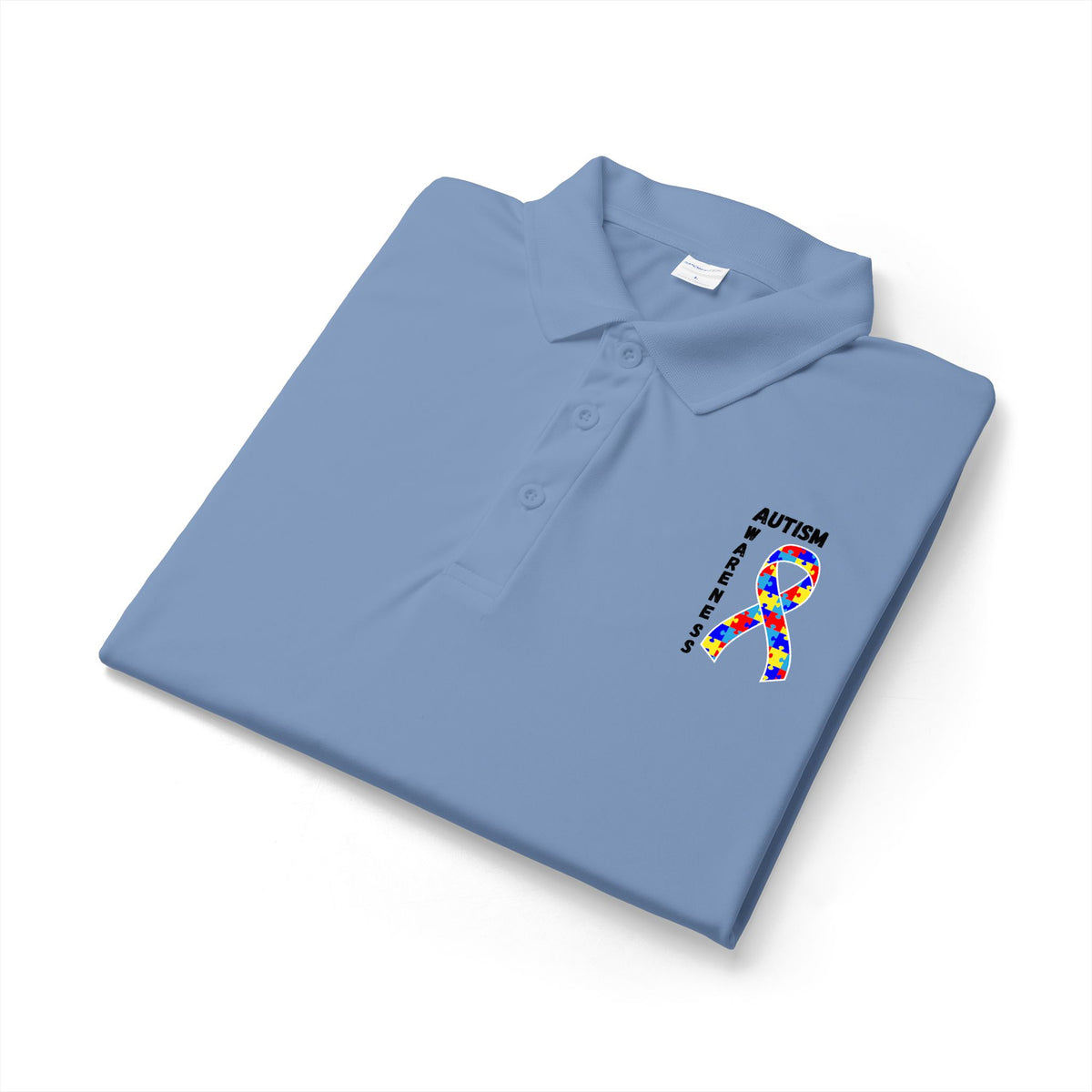 Autism Puzzle Ribbon Polo - Black