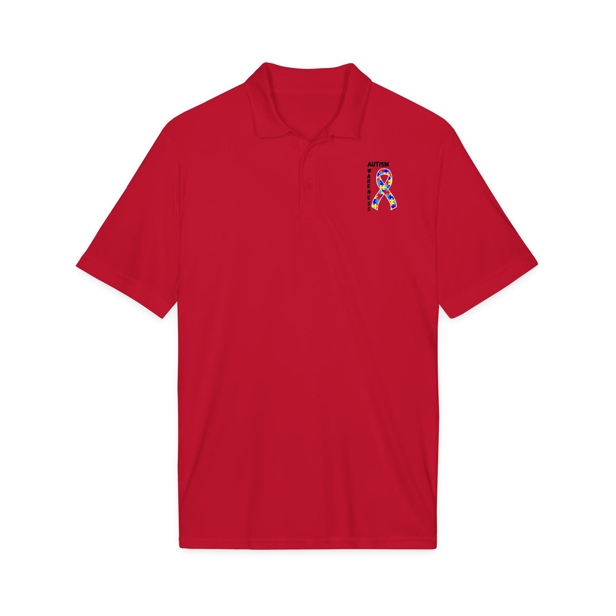 Autism Puzzle Ribbon Polo - Black
