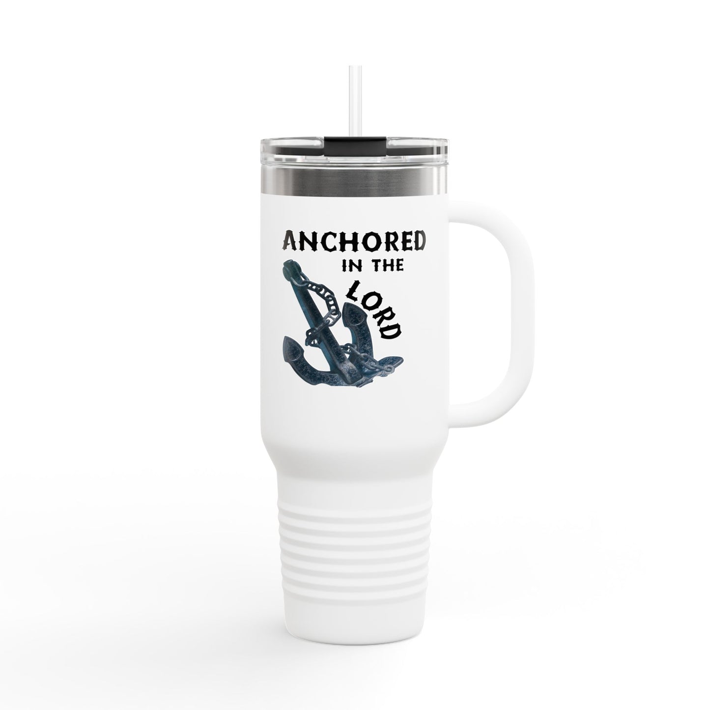 Anchored in the Lord 40oz Insulated Travel Mug Black