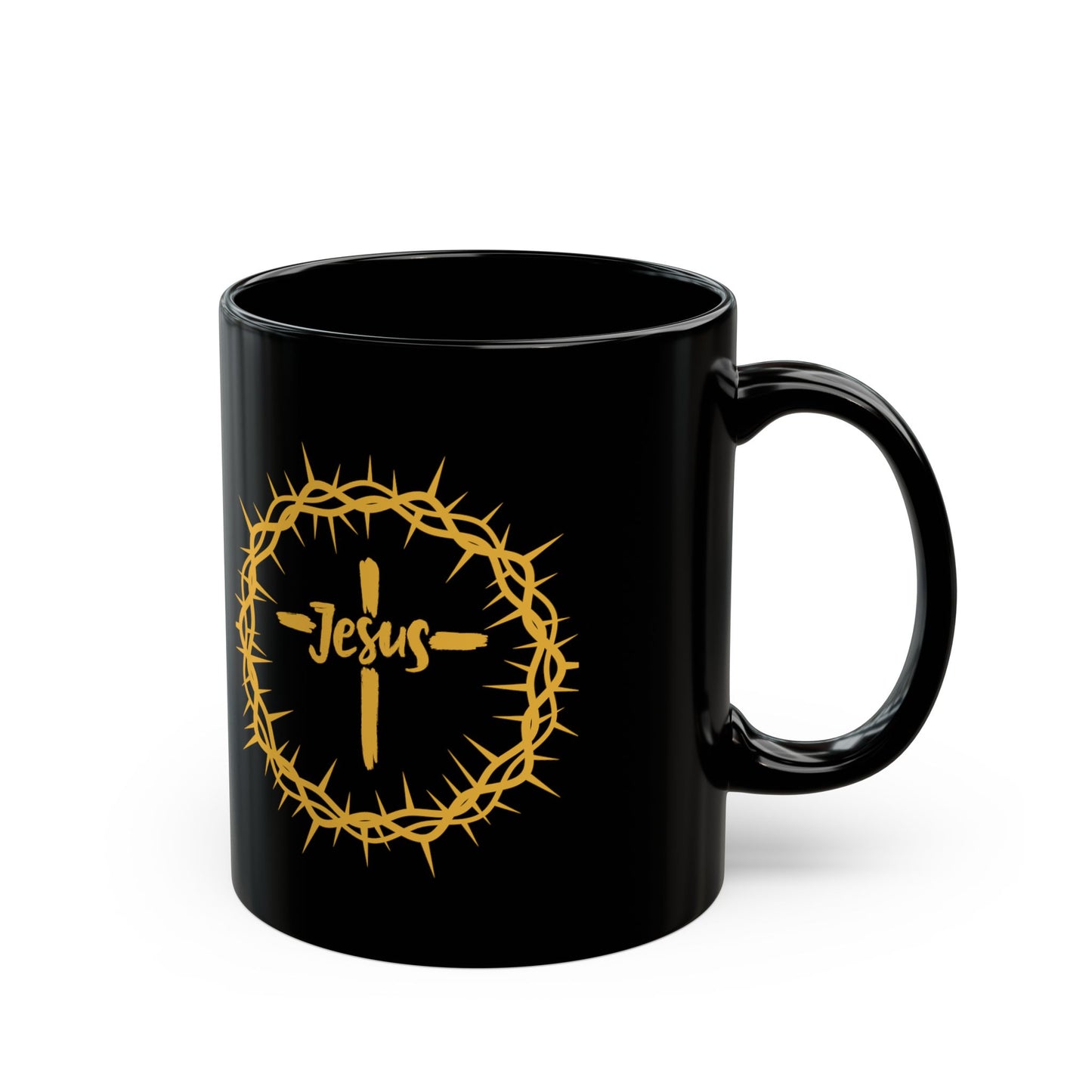 Jesus Crown of Thorns Black Coffee Mug (11oz/15oz)