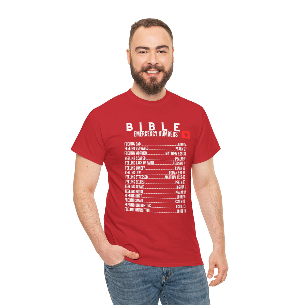Bible Emergency Numbers Tee - White