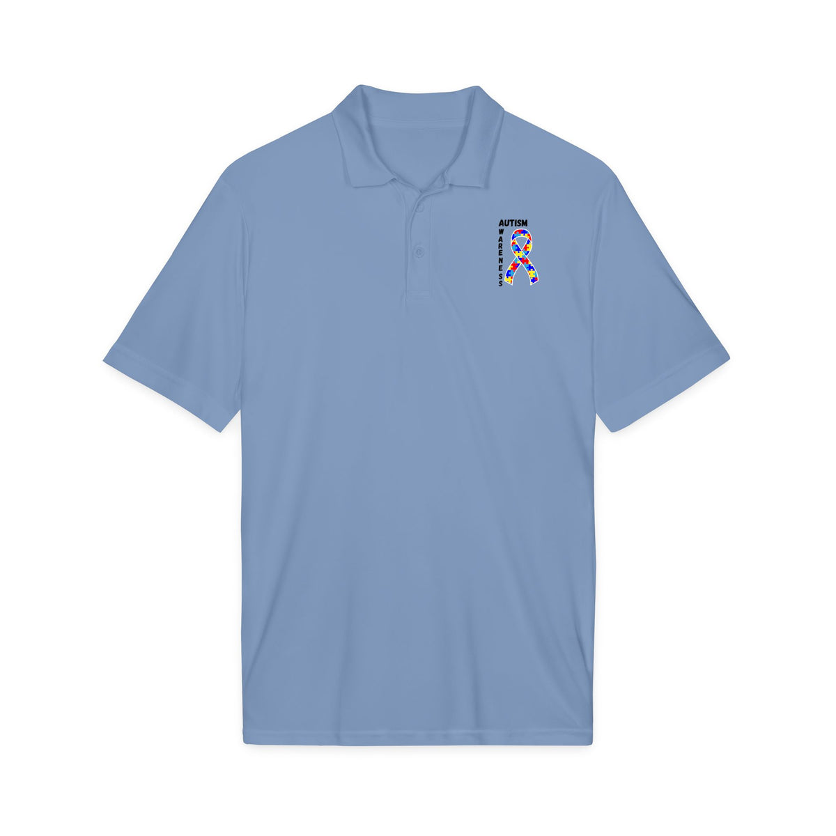 Autism Puzzle Ribbon Polo - Black