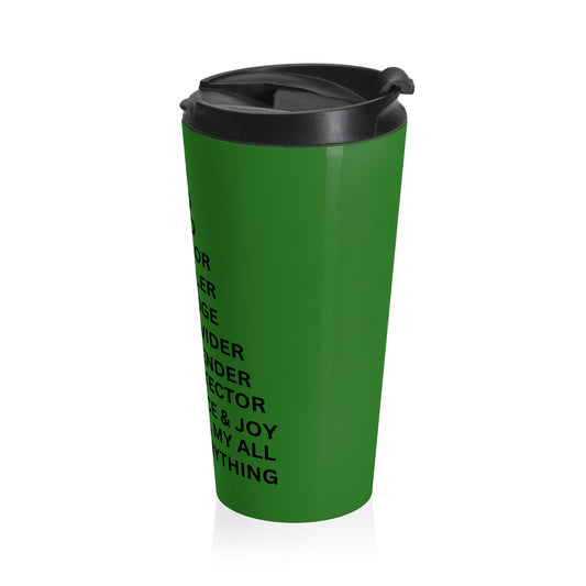 Christian JESUS IS Green Stainless Steel Travel Mug - Blk
