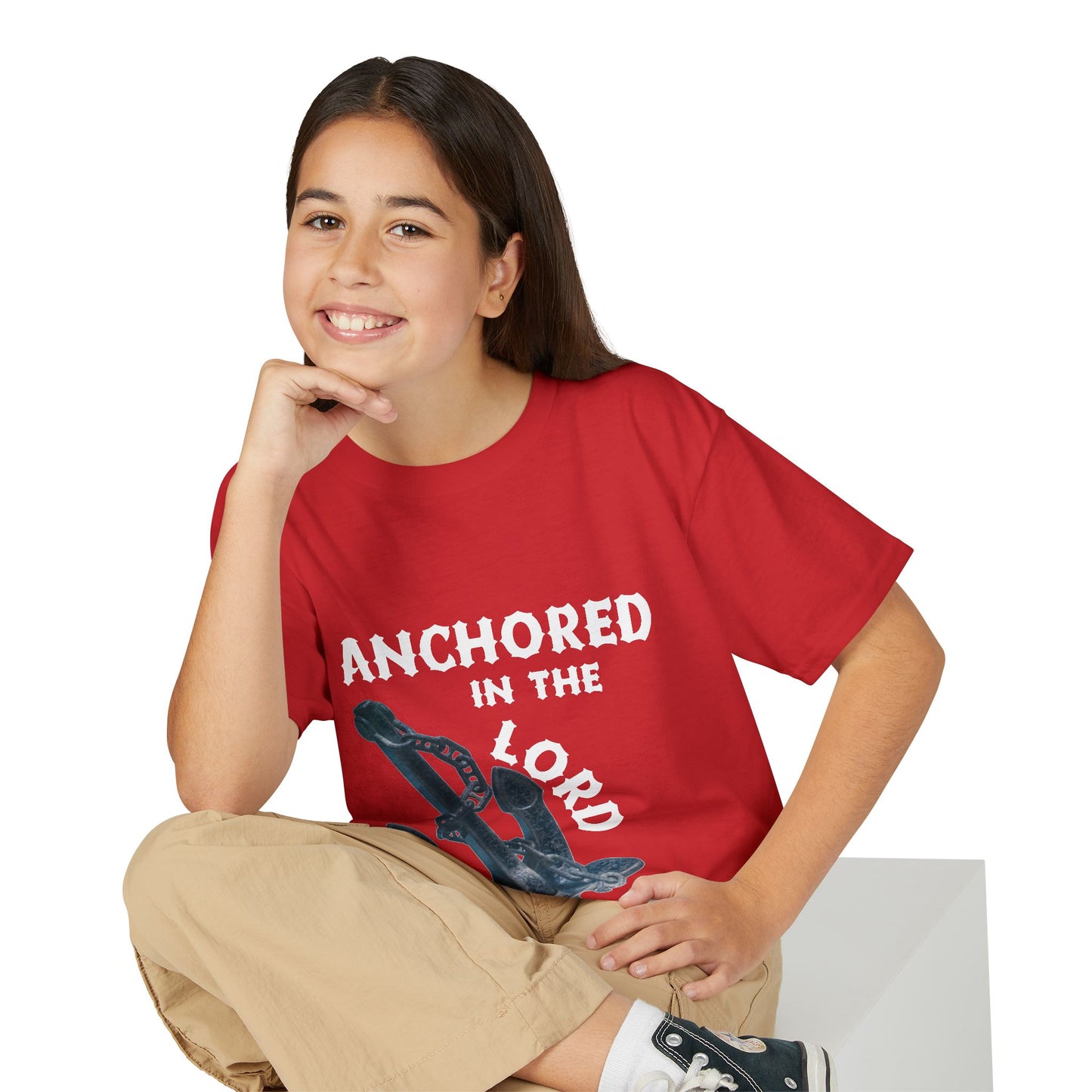 Anchored in the Lord Youth T-Shirt — White