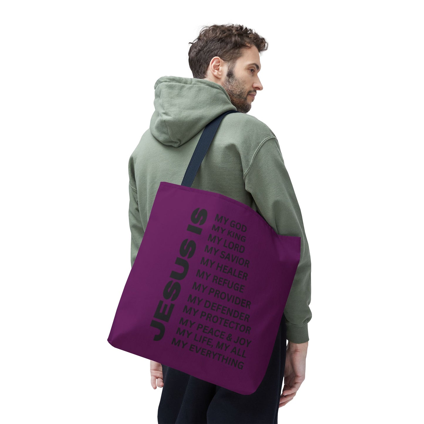 Christian JESUS IS Tote Bag - Purple