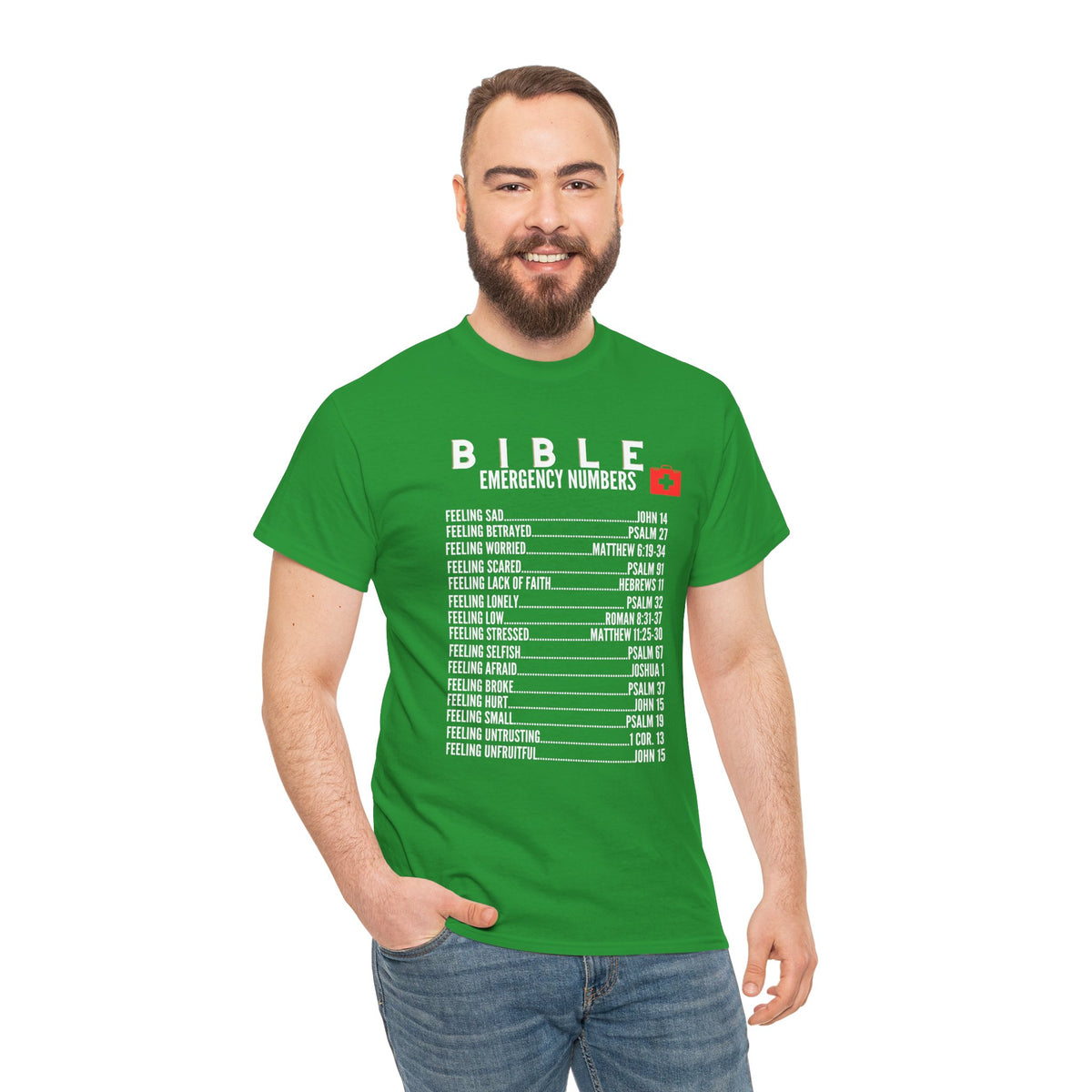 Bible Emergency Numbers Tee - White