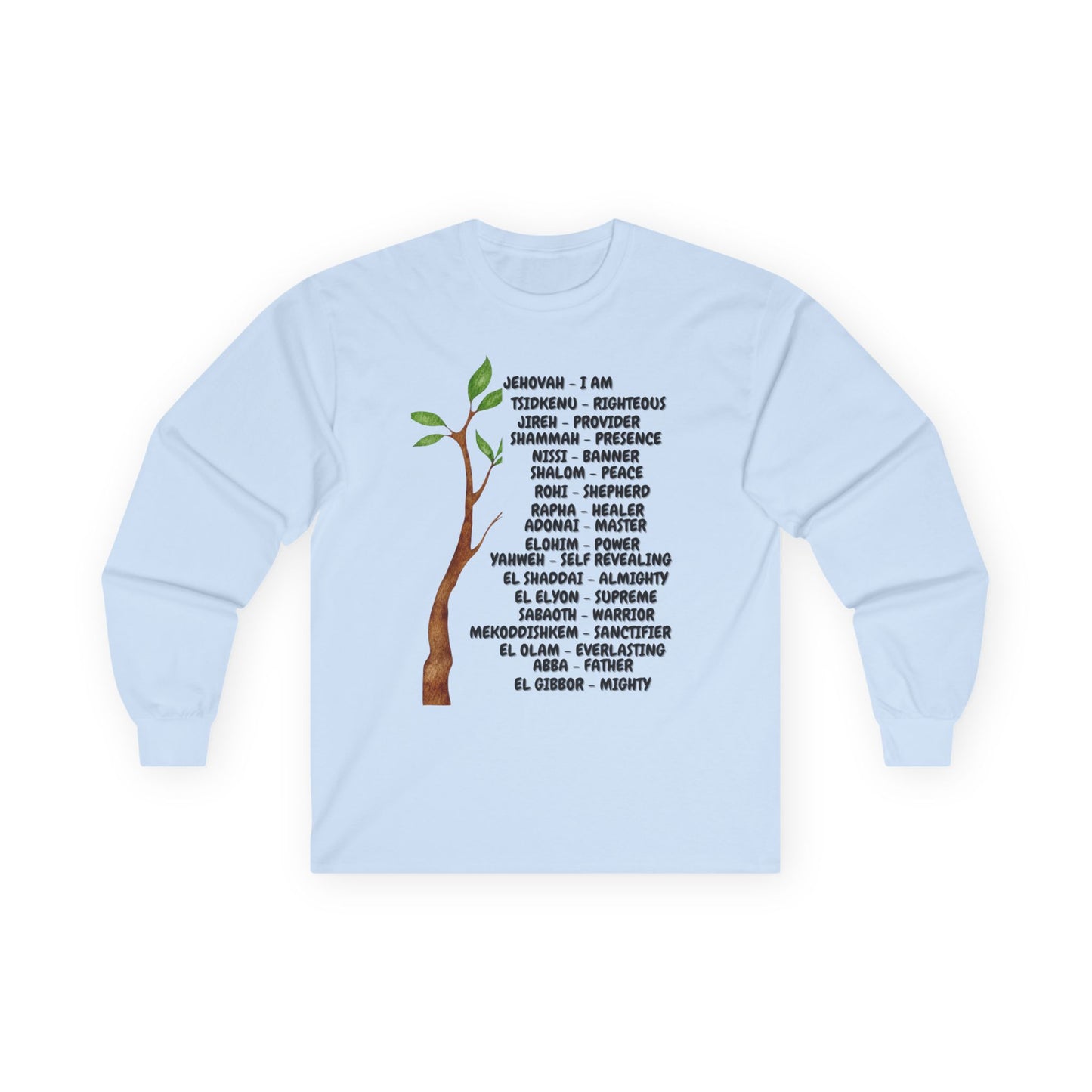 Characteristic Names of God Long Sleeve Tee - Black