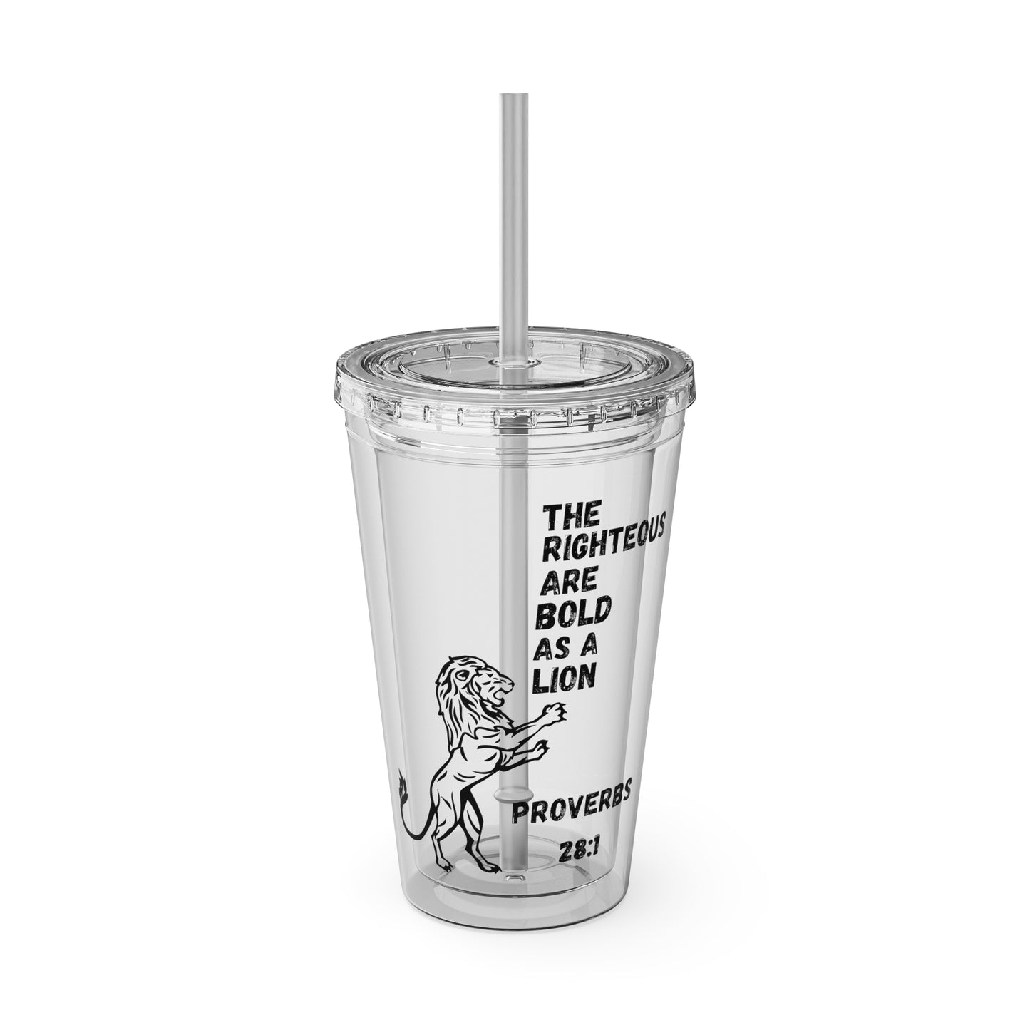 "The Righteous Are Bold as a Lion" 16oz Inspirational Tumbler with Straw