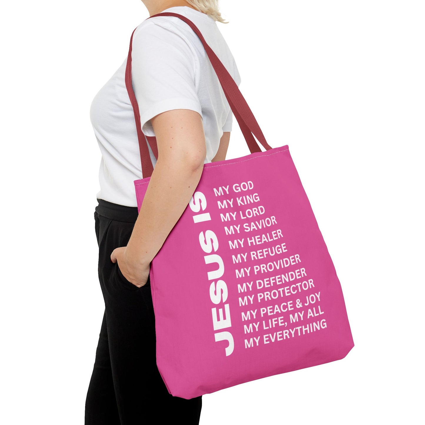 Christian JESUS IS Tote Bag - Pink