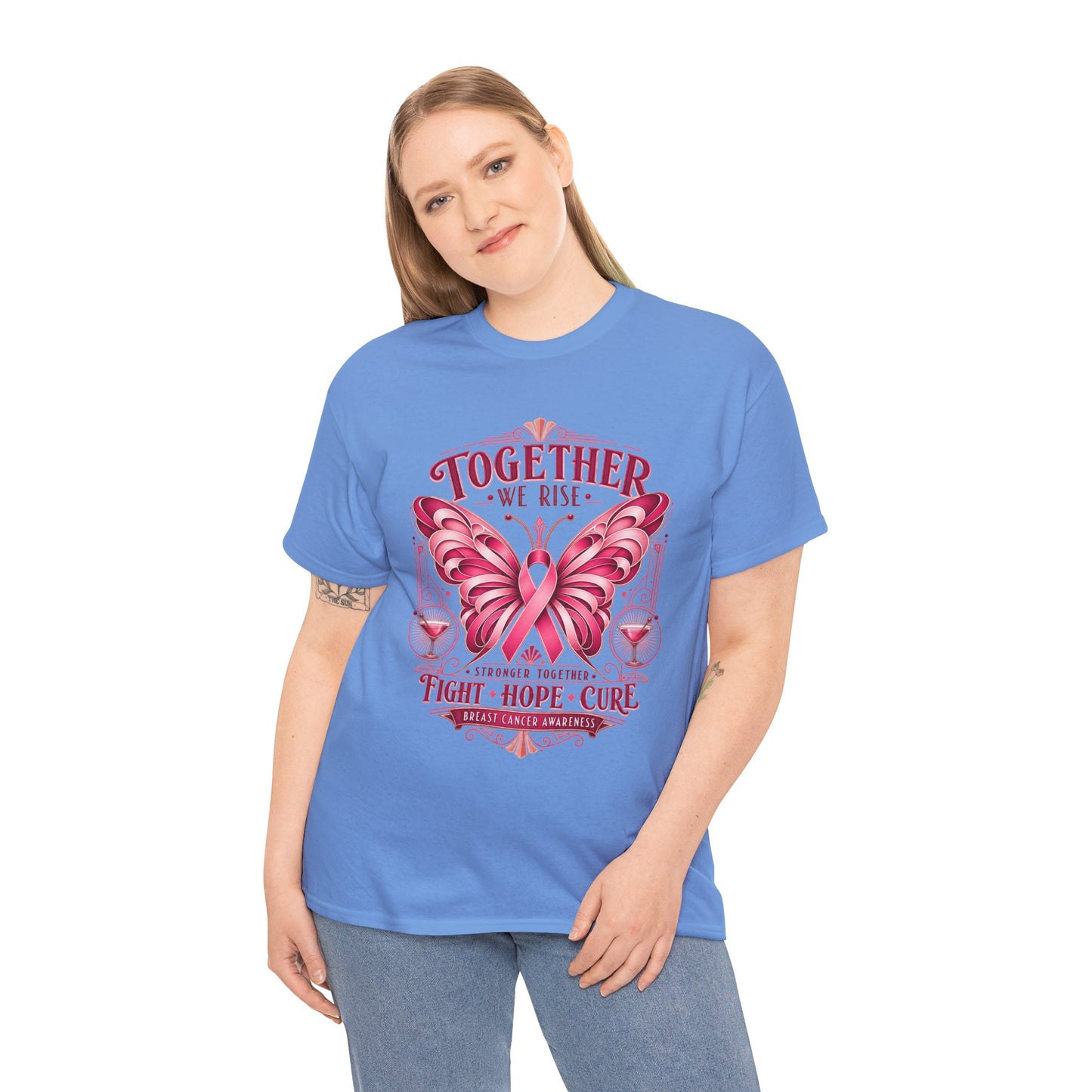 Together We Rise Breast Cancer Awareness T-Shirt — Fight Hope Cure Tee