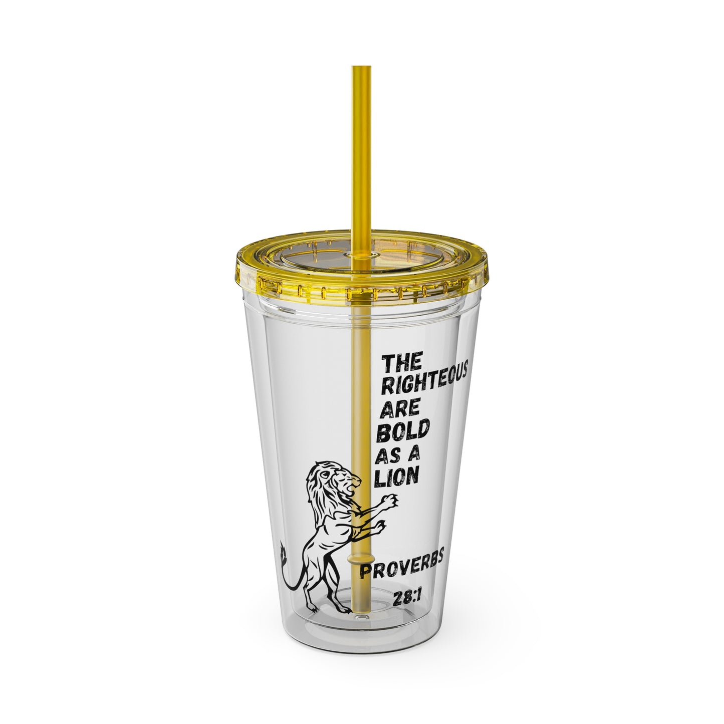 "The Righteous Are Bold as a Lion" 16oz Inspirational Tumbler with Straw