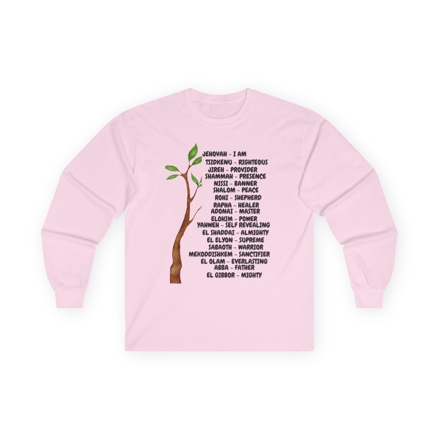 Characteristic Names of God Long Sleeve Tee - Black