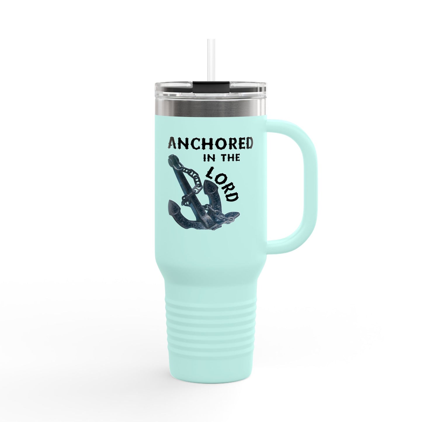 Anchored in the Lord 40oz Insulated Travel Mug Black