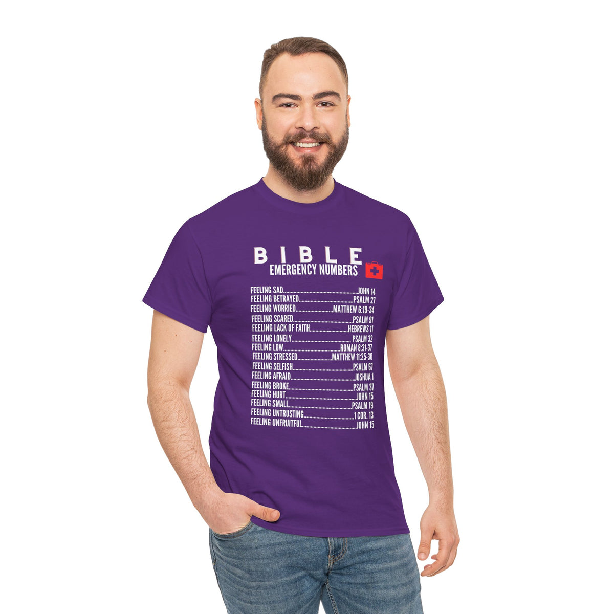 Bible Emergency Numbers Tee - White