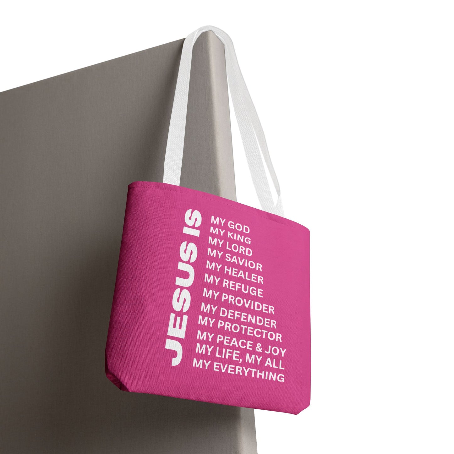 Christian JESUS IS Tote Bag - Pink