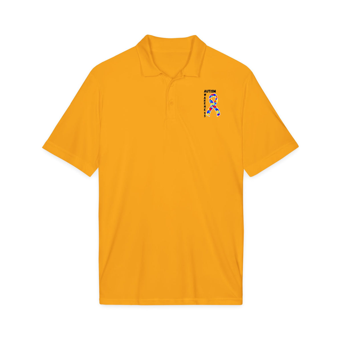 Autism Puzzle Ribbon Polo - Black