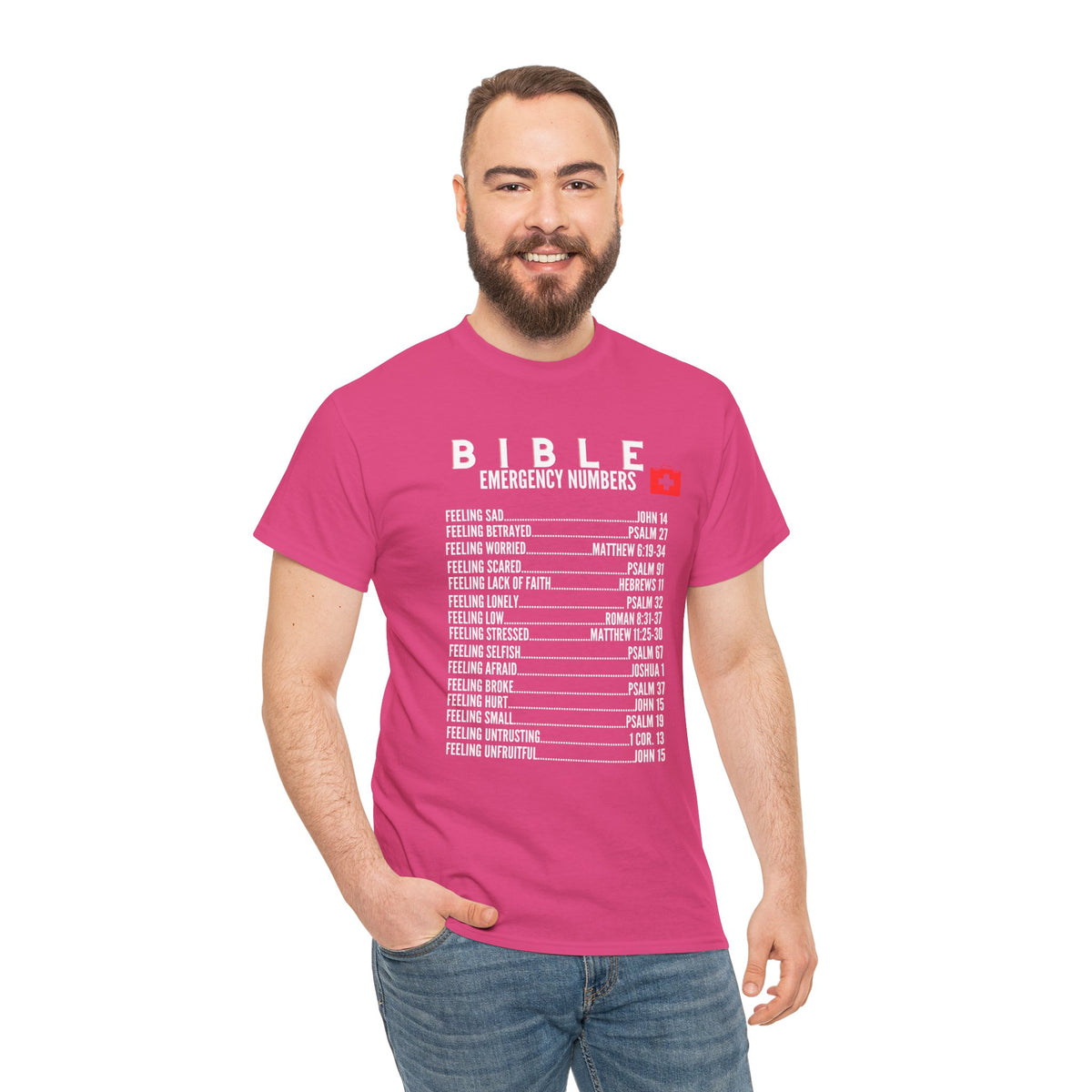 Bible Emergency Numbers Tee - White