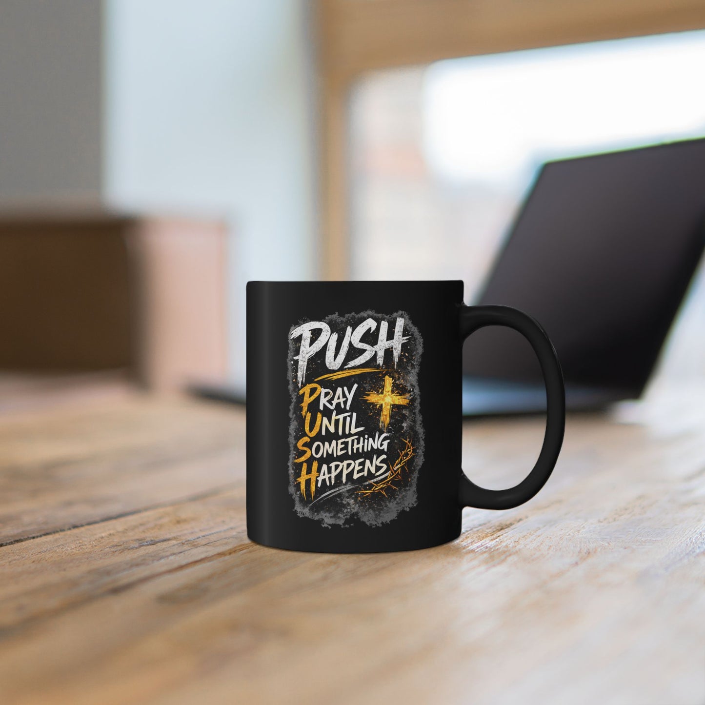 Push Black Coffee Mug — (11oz & 15oz)