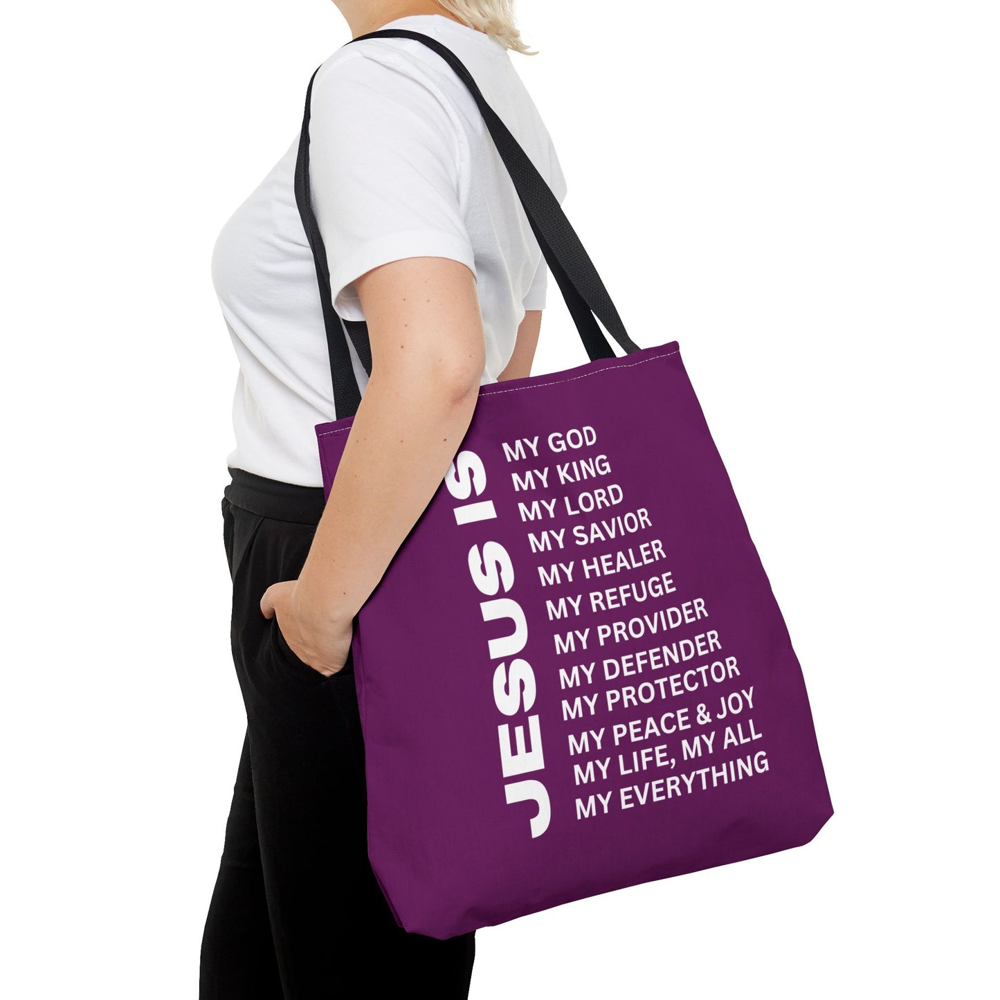 Christian JESUS IS Tote Bag - Purple