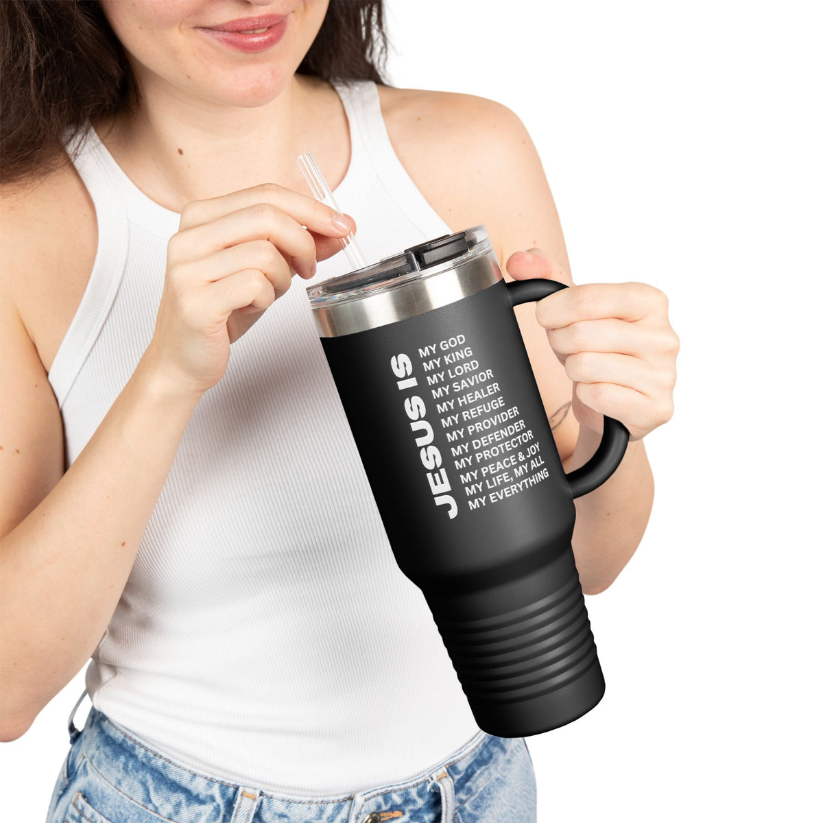 Christian JESUS IS Insulated Travel Mug, 40oz White