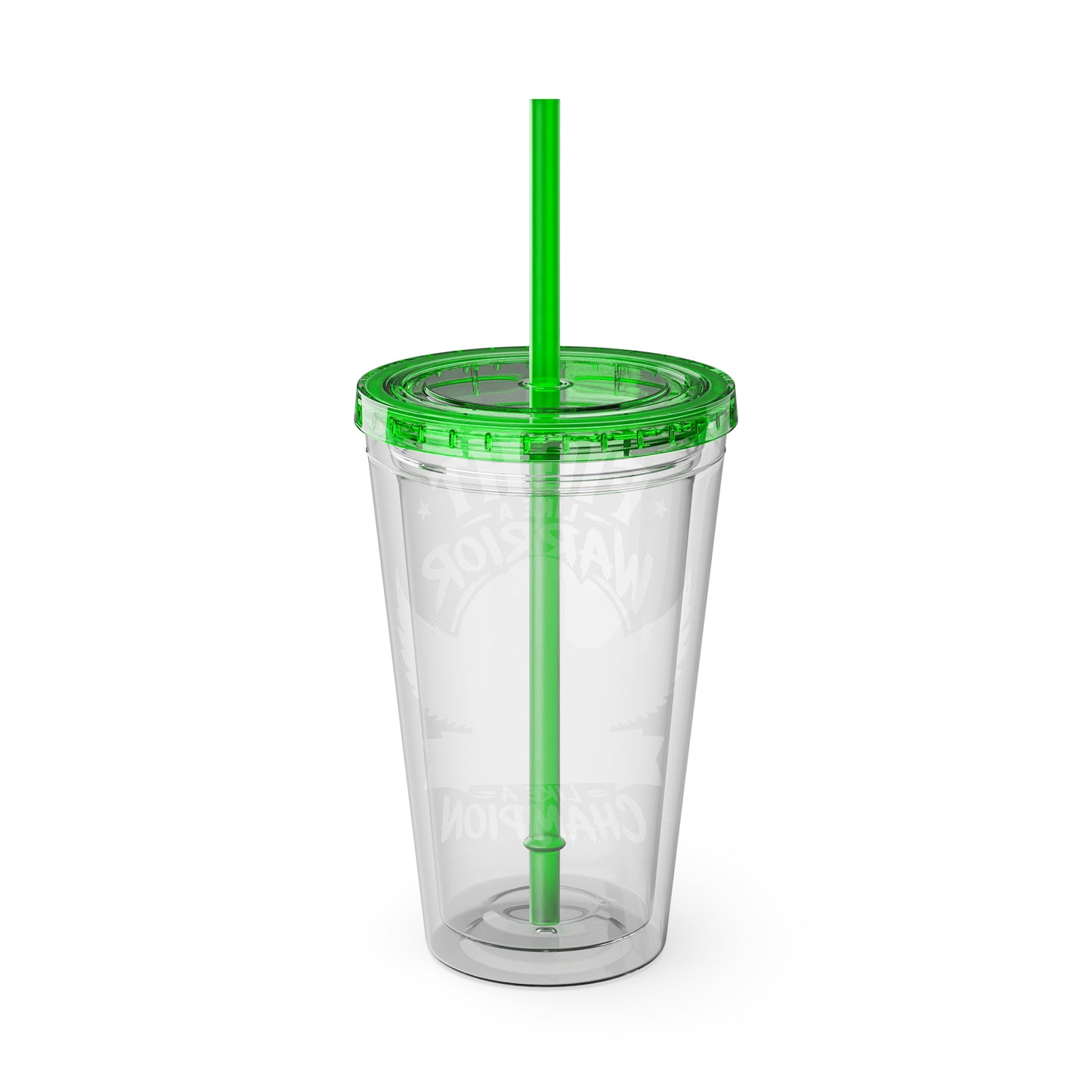 Fight Like a Warrior, Survive Like a Champion Breast Cancer Awareness 16oz Tumbler with Straw