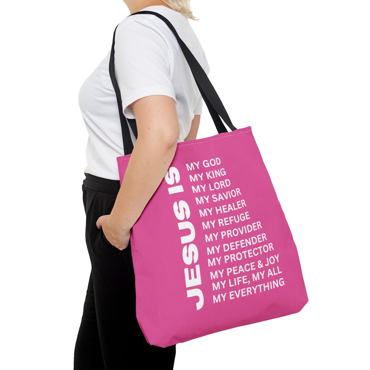 Christian JESUS IS Tote Bag - Pink