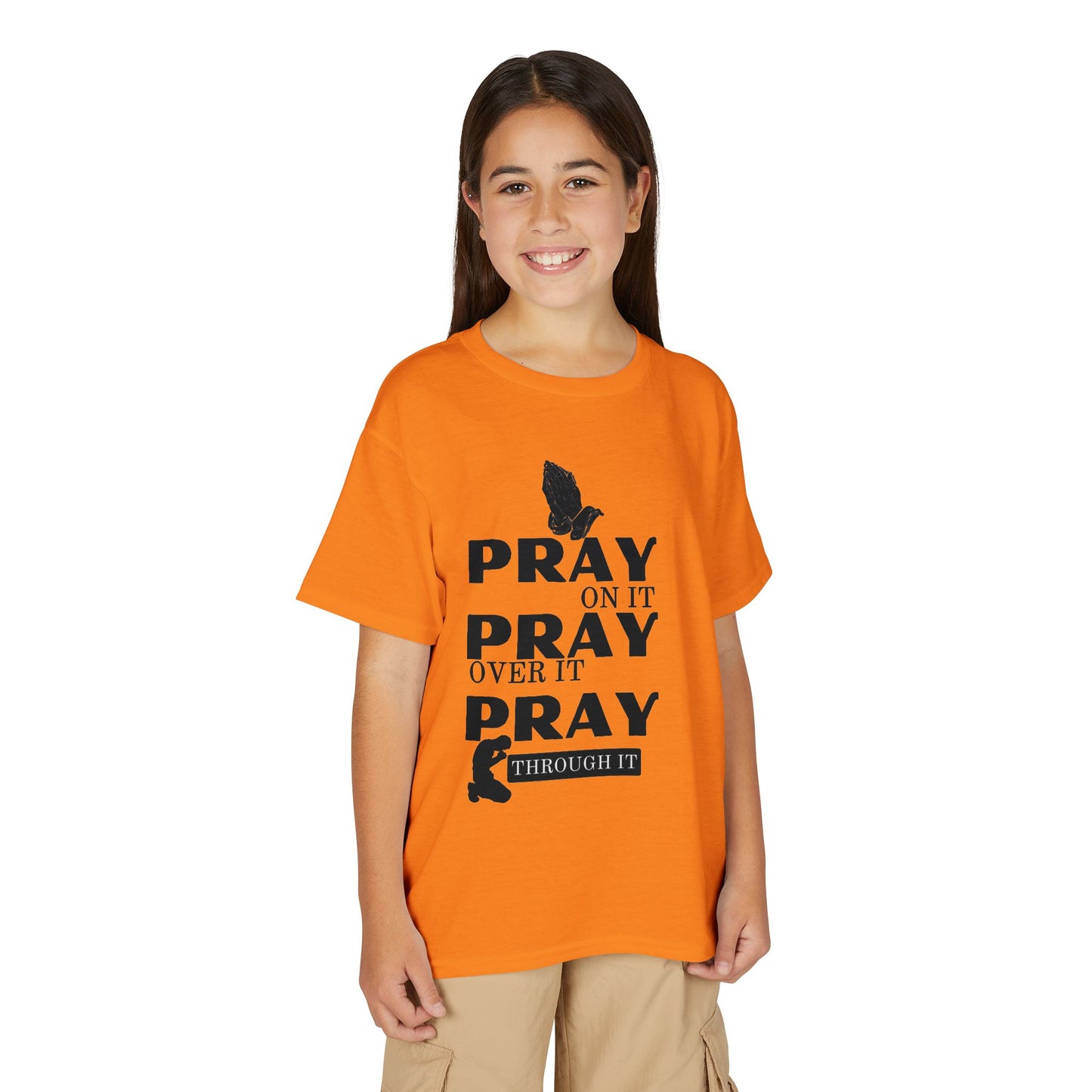 Pray On It, Pray Over It, Pray Through It Youth T-shirt