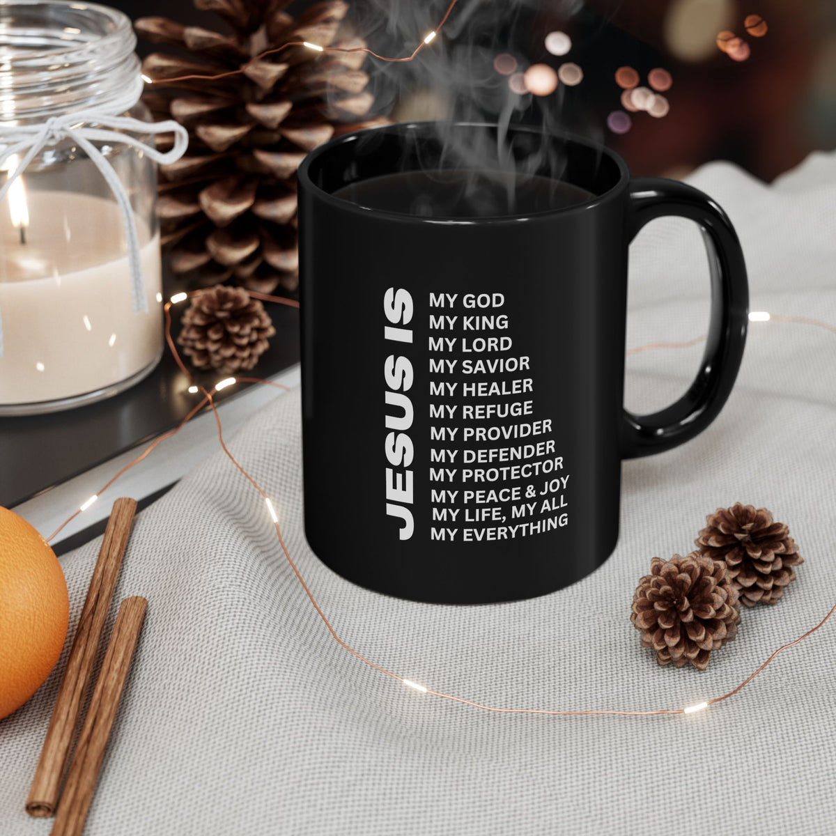 Christian JESUS IS Black Coffee Mug (11oz, 15oz)