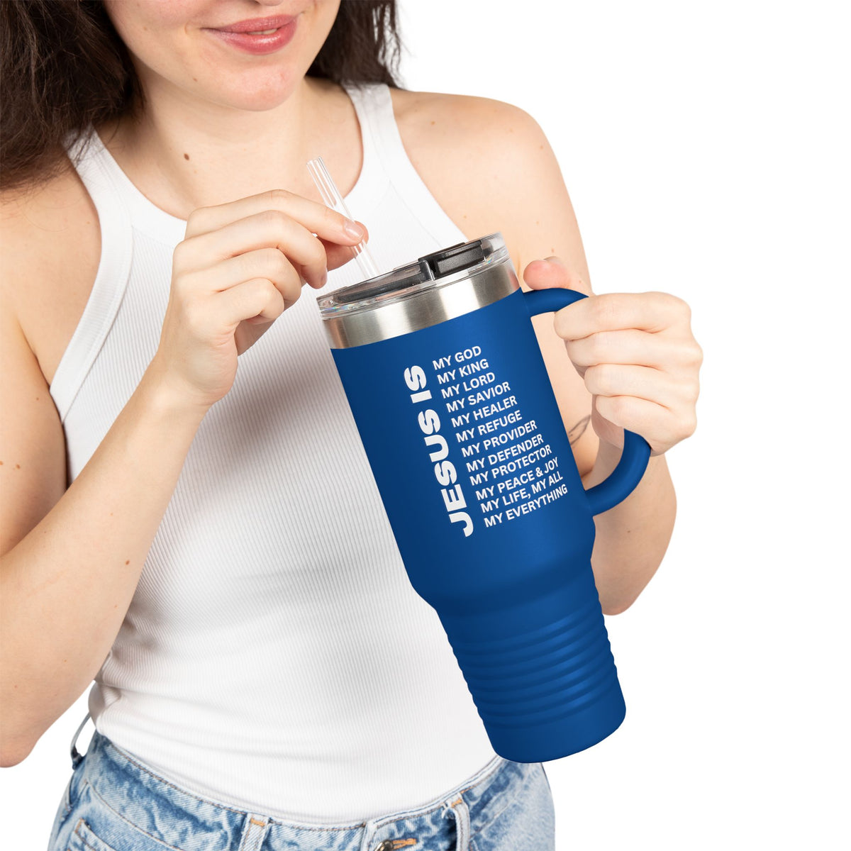 Christian JESUS IS Insulated Travel Mug, 40oz White