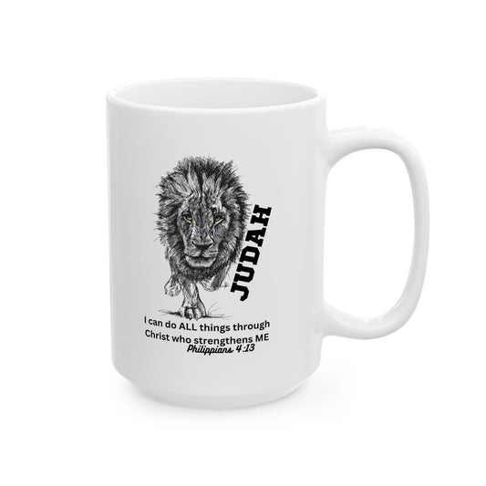 Lion of Judah Coffee Mug (11oz & 15oz) — 'I can do ALL things through Christ'