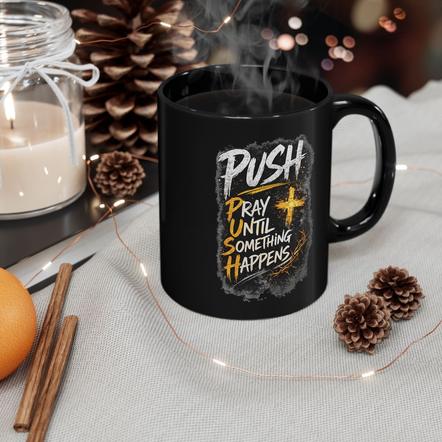 Push Black Coffee Mug — (11oz & 15oz)