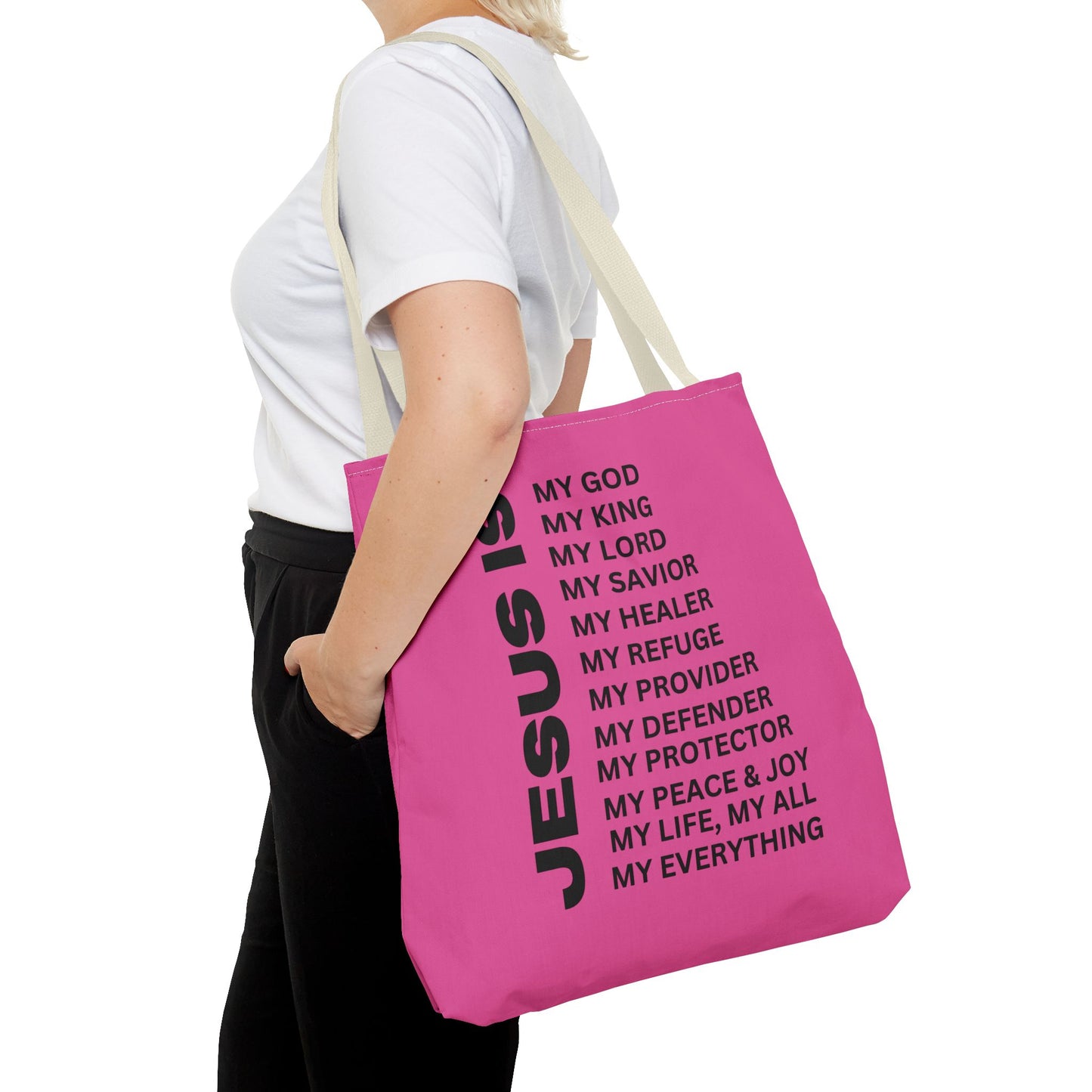 Christian JESUS IS Tote Bag - Pink
