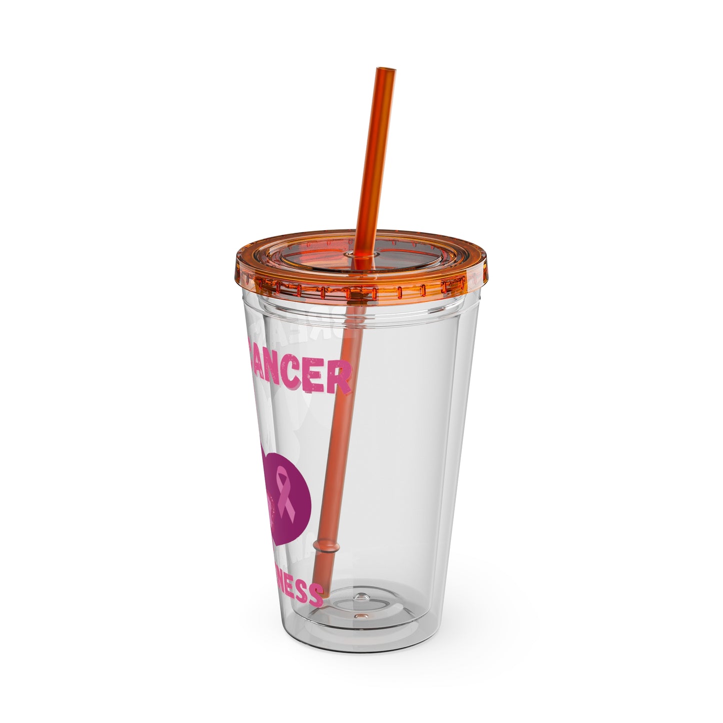 Breast Cancer Awareness 16oz Tumbler with Straw - Butterfly, Heart