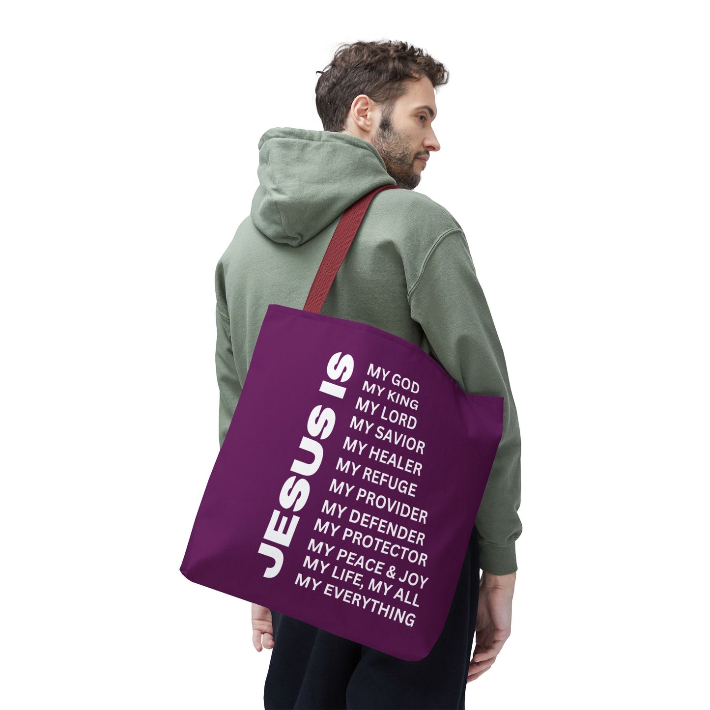 Christian JESUS IS Tote Bag - Purple