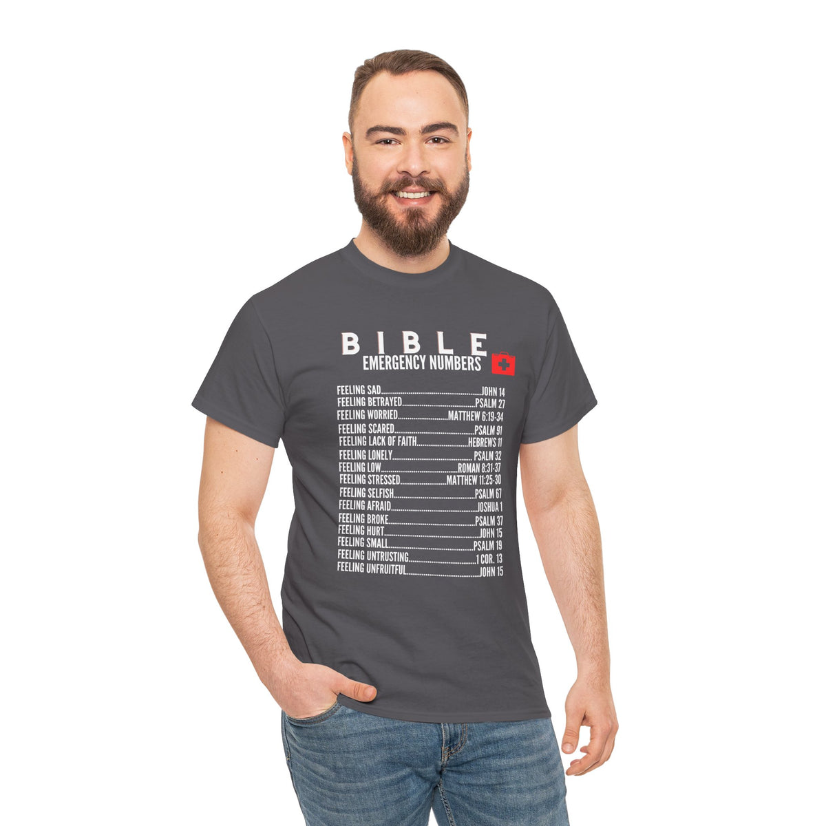 Bible Emergency Numbers Tee - White