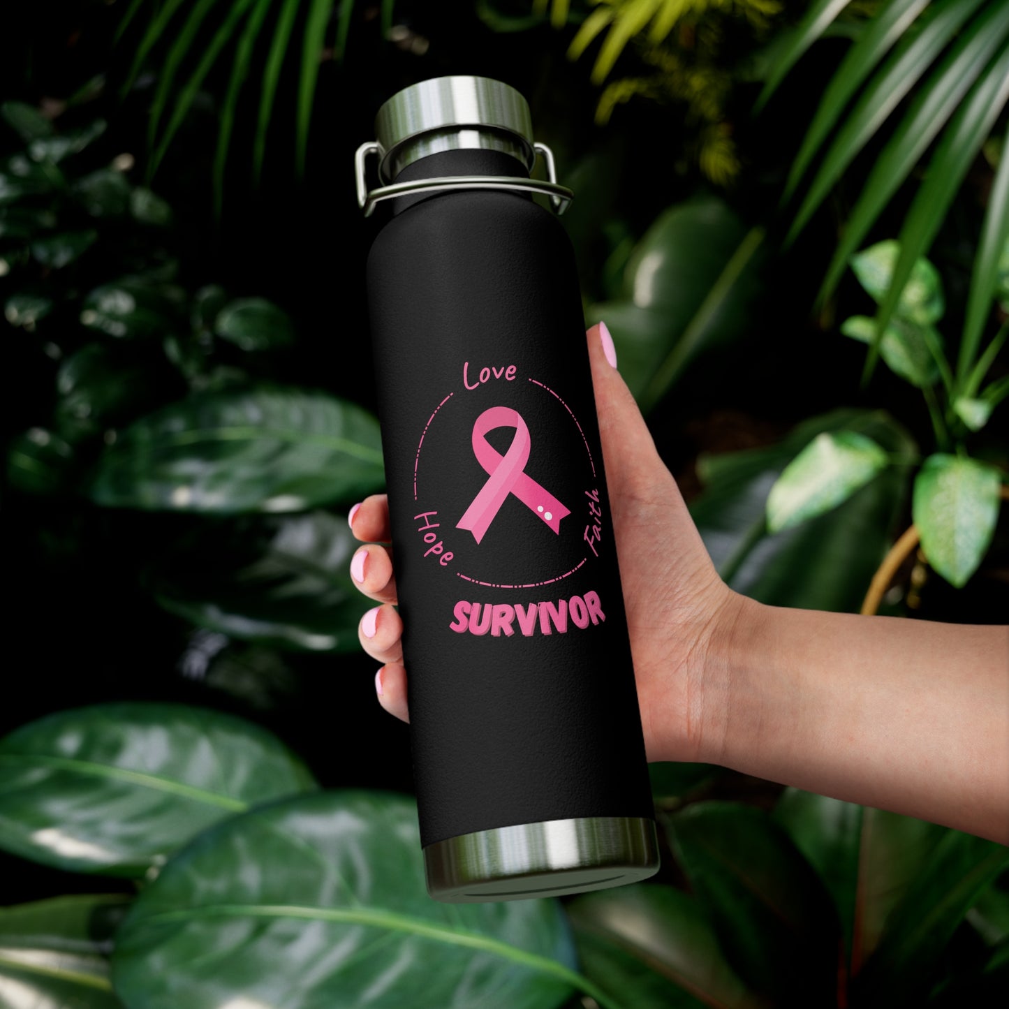 Survivor Breast Cancer Awareness 22oz Insulated Water Bottle