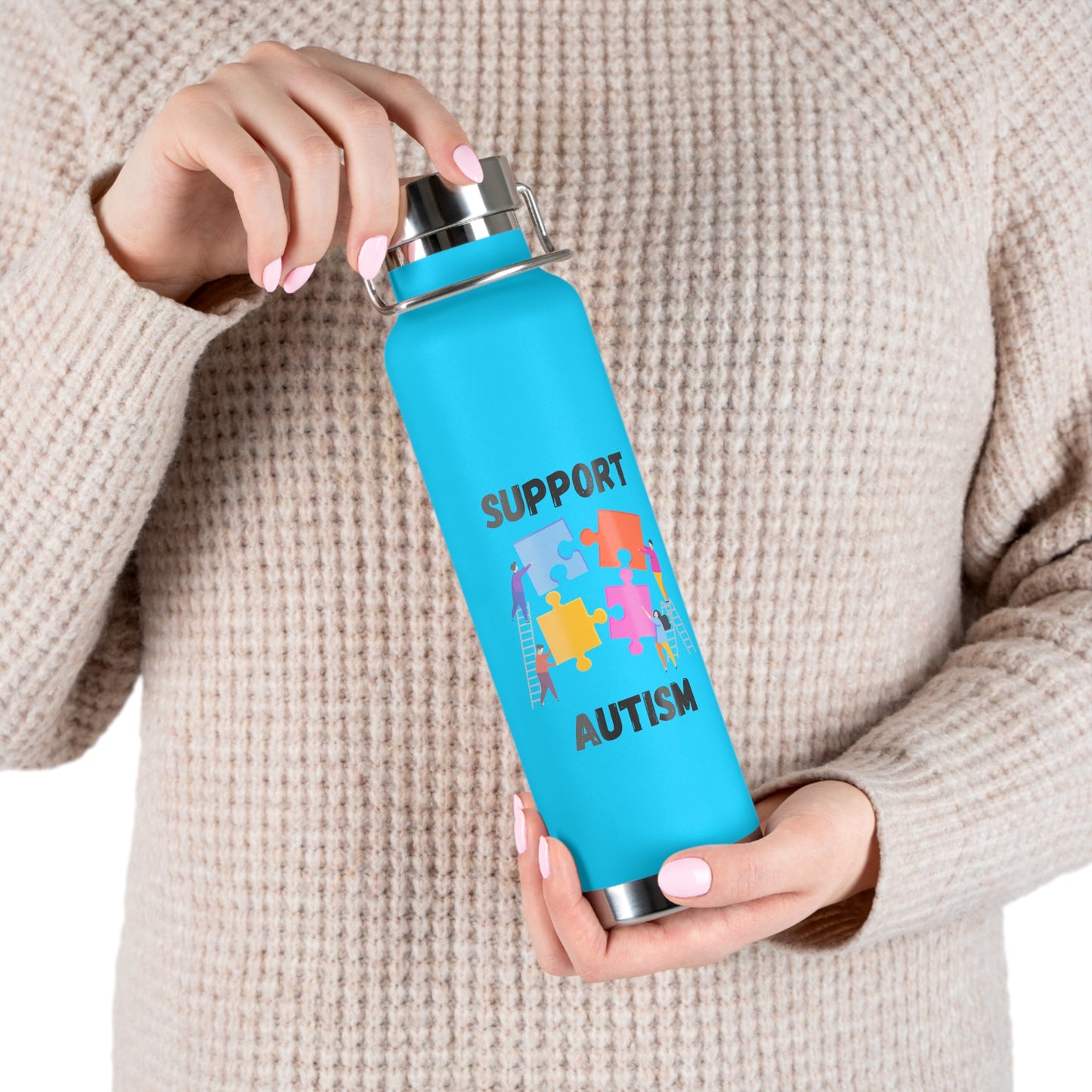 Support Autism Puzzle Piece Awareness - 22oz Insulated Water Bottle