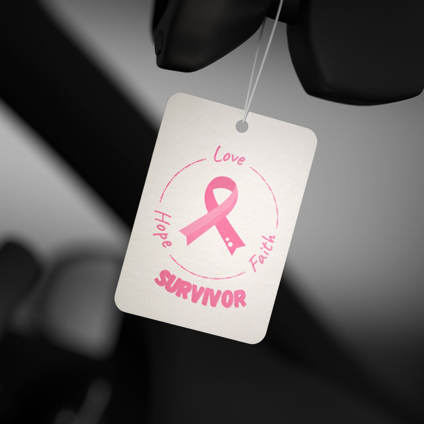 Survivor Pink Ribbon Car Air Freshener — Hope Love Faith Breast Cancer Awareness
