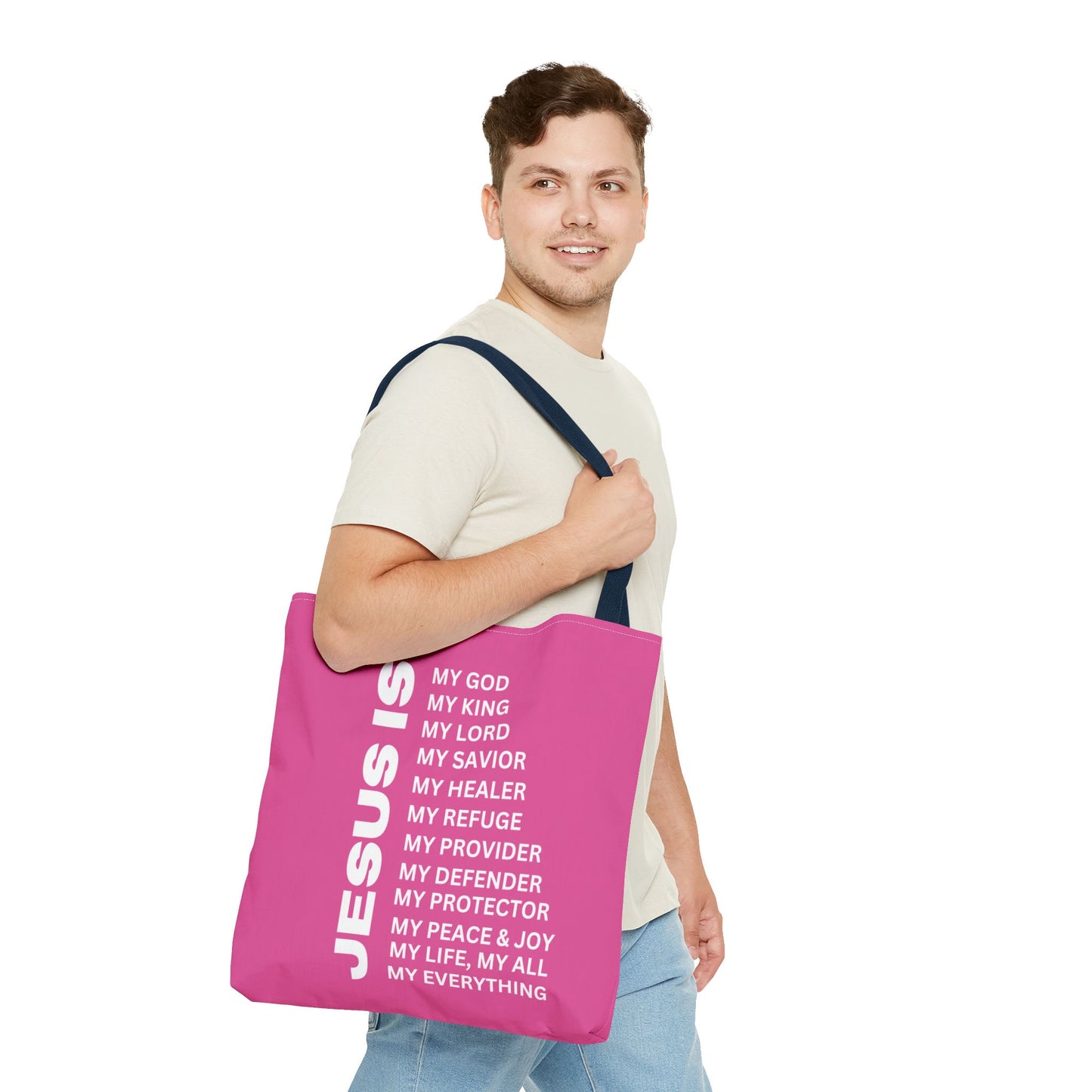 Christian JESUS IS Tote Bag - Pink