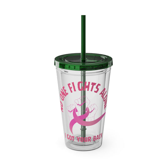 "No One Fights Alone" 16oz Tumbler with Straw