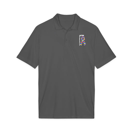 Autism Puzzle Ribbon Polo - White