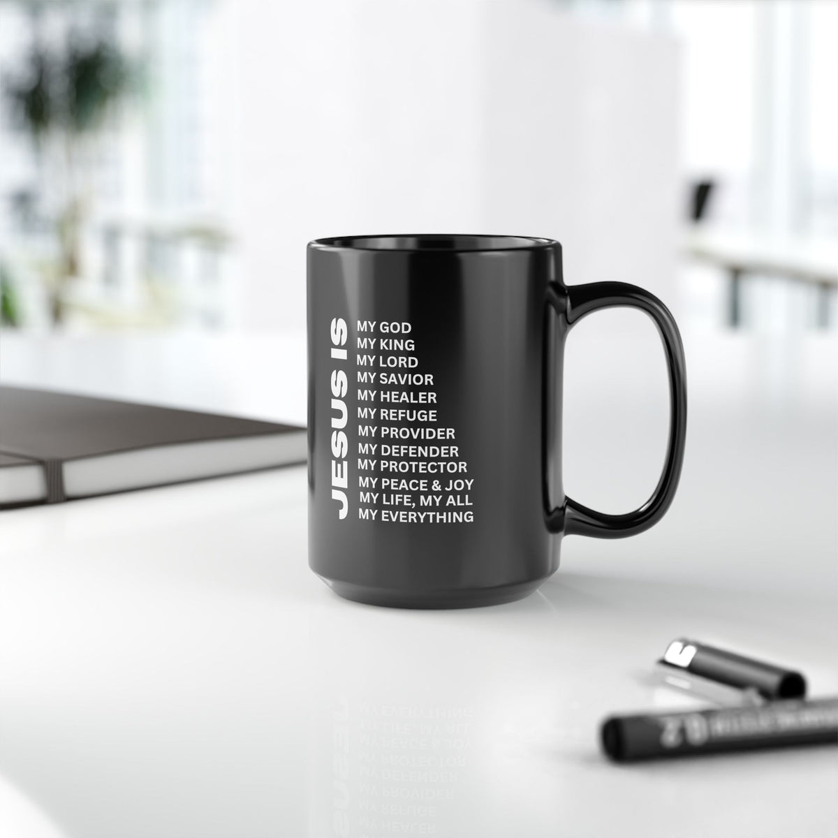 Christian JESUS IS Black Coffee Mug (11oz, 15oz)