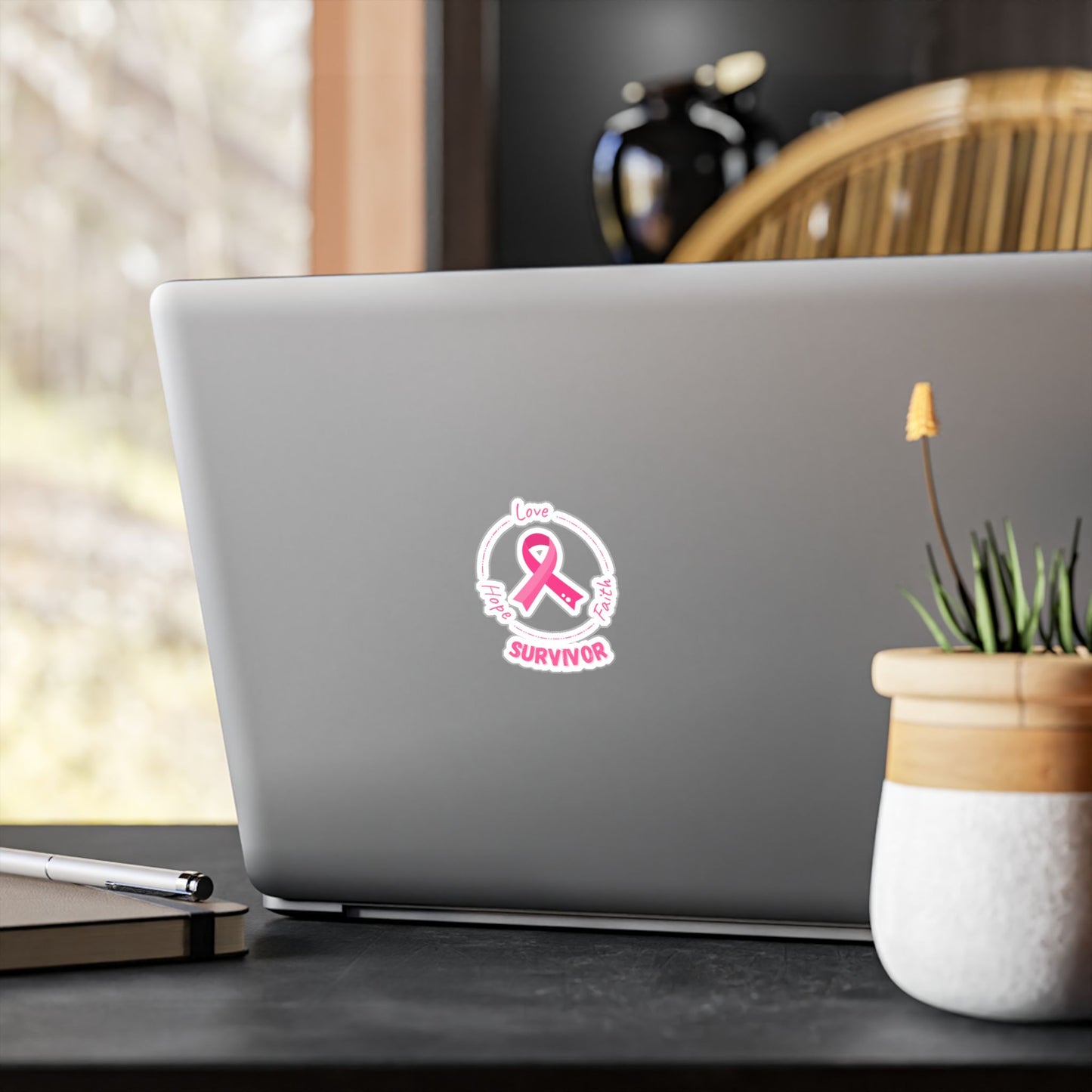 Breast Cancer Survivor Pink Ribbon Decal — Hope Love Faith Vinyl Sticker